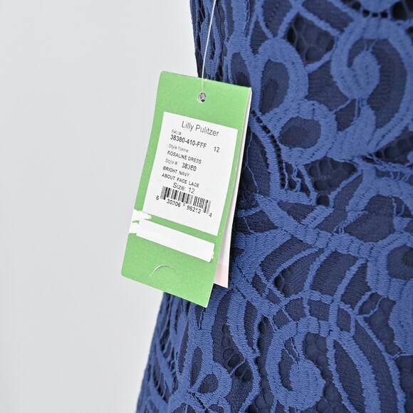 LILLY PULITZER Rosaline About Face Lace Dress Size 12 Blue Cap Sleeve V Neck NEW - Picture 7 of 14